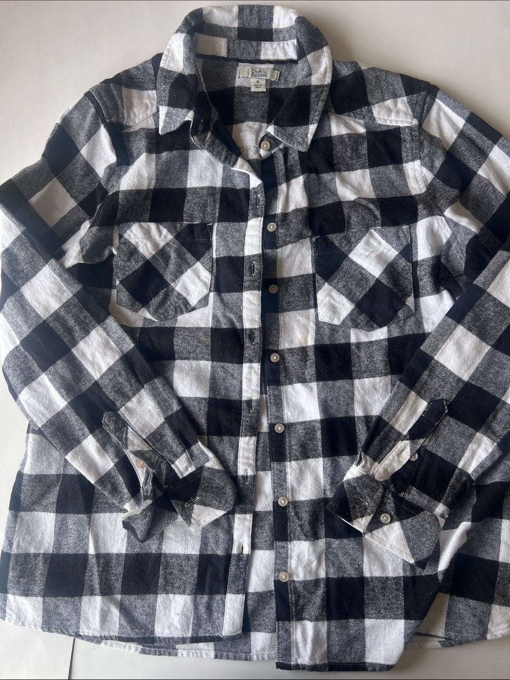 croft & barrow Black and White Buffalo Check Button-Down Shirt